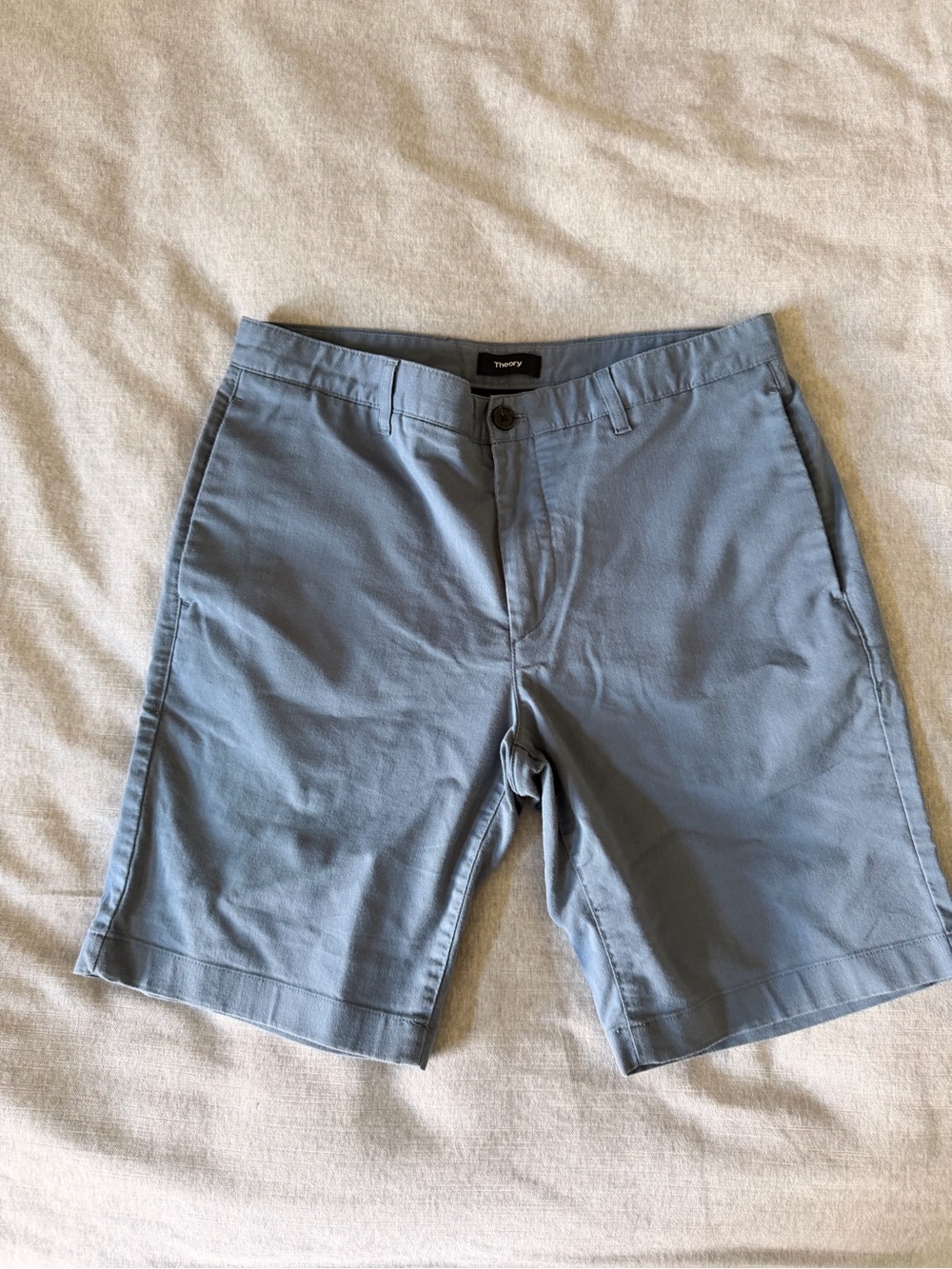 Theory Men's Pale Blue Cotton Flat-Front Shorts